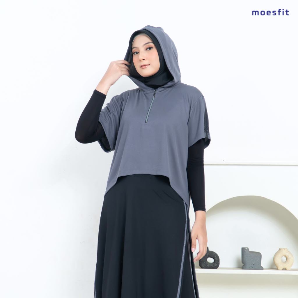 RB - Outer Hijab Sporty Muslimah Rompi Hoodie Olahraga Wanita Dry Fit Gold