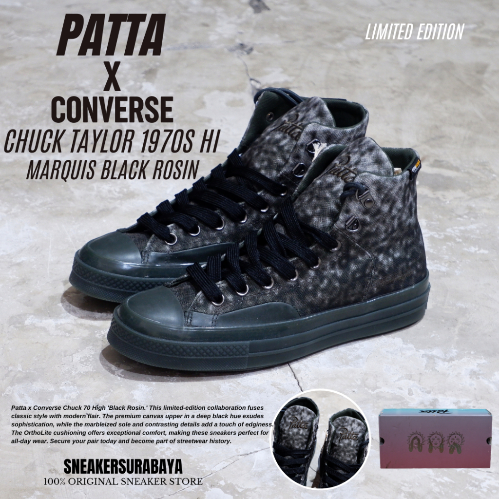 PATTA X CONVERSE CHUCK TAYLOR 1970S HI MARQUIS BLACK ROSIN CT 70S ST 70