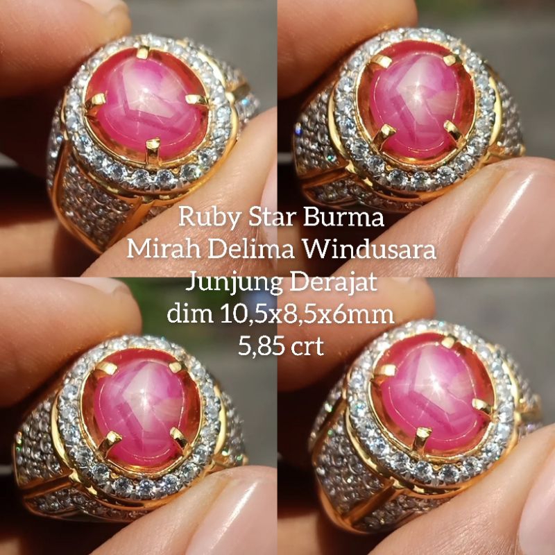 Ruby star burma mirah windusara junjung derajat 5.85 crt koleksi lawas ada blue safir ceylon dan ban