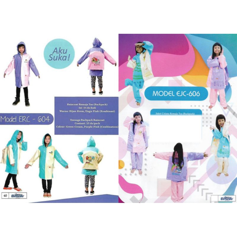 Mantel Jas Hujan Anak Kecil Sekolah SD SMP Ada Ruang Tempat Tas Ransel Backpack Setelan Baju Jaket C