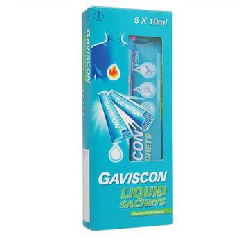 GAVISCON LIQUID ANTACID PEPPERMINT SACHET 10ML X 5S