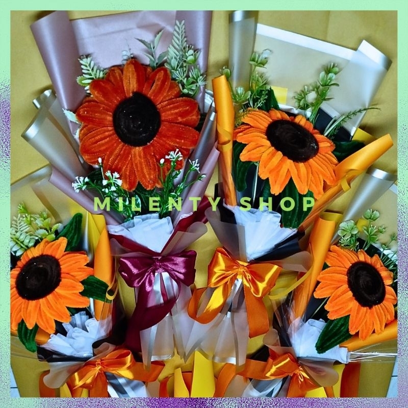 Bouquet Bunga Matahari JUMBO Kawat Bulu/ Bouquet Wisuda Kawat Bulu/ Bouquet Ulang Tahun Kawat Bulu