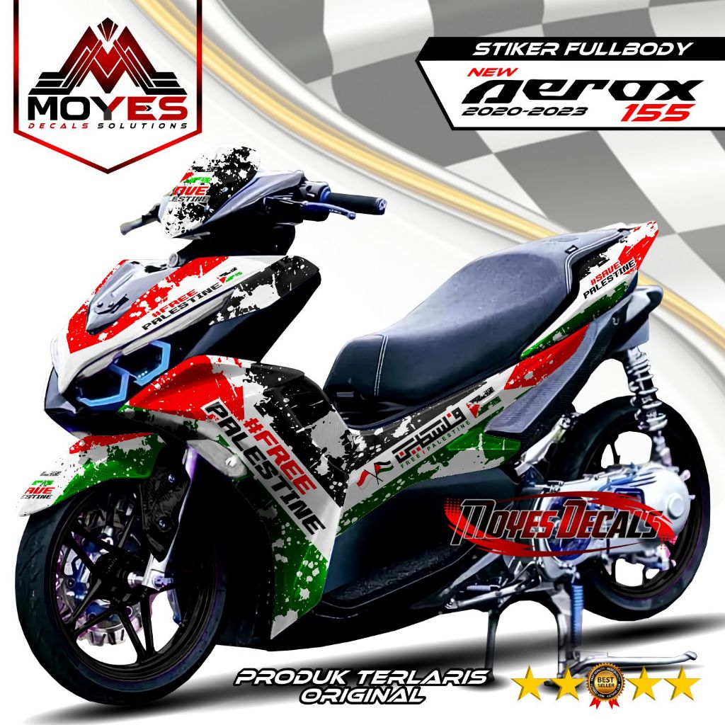 Decal Sticker Striping New AEROX 155 Full Body Motif Palestine Variasi-Decal New Aerox 155 Full Body