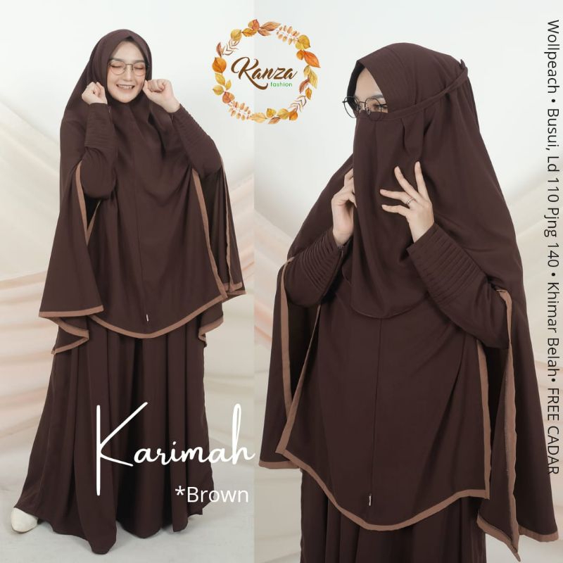 [Free Cadar] Karimah Syar'i ORI KANZA FASHION | Gamis Set Jilbab Syar'i | Bahan Wolfis Premium