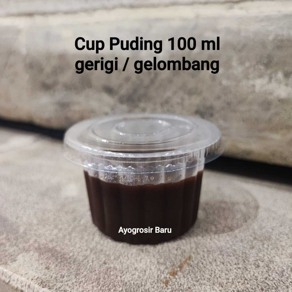 Cup Puding Gelombang 100 ml isi 50 pcs Jelly Gerigi + TUTUP
