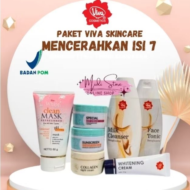 Viva Paket skincare lengkap flek hitam/ glowing/mencerahkan/berjerawat/berminyak/normal/kering