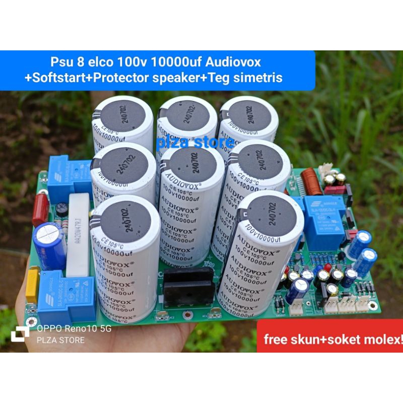 Kit PSU 8 elco 100v 10000uf class AB lengkap softstar+Protector speaker+Teg Simetris+Supply Fan Kipa