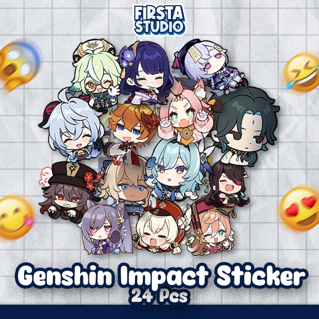 

Sticker Karakter Emote Genshin Impact 24 Pcs Vinyl Anti Air