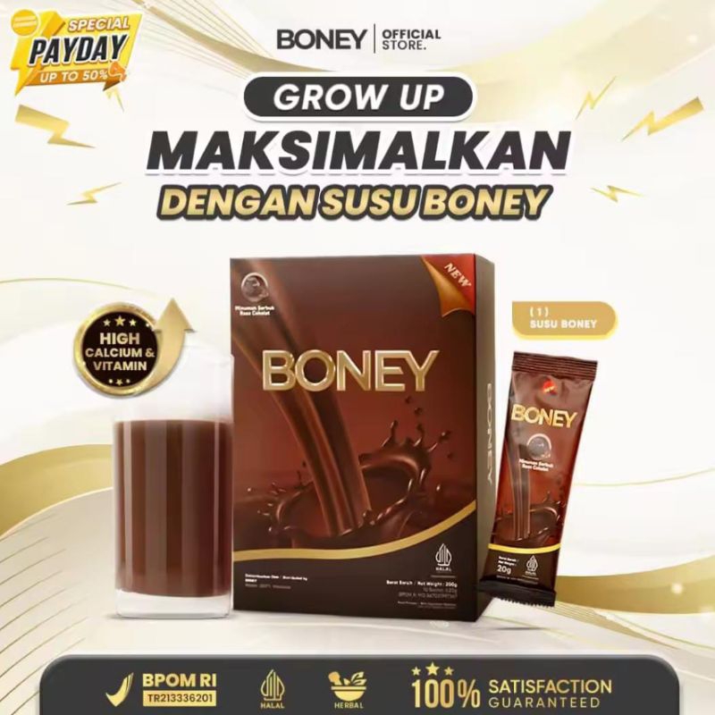 

(Seller Resmi) Susu Boney Asli Minuman Serbuk Peninggi Badan Cepat Rasa Coklat Resmi BPOM Halal