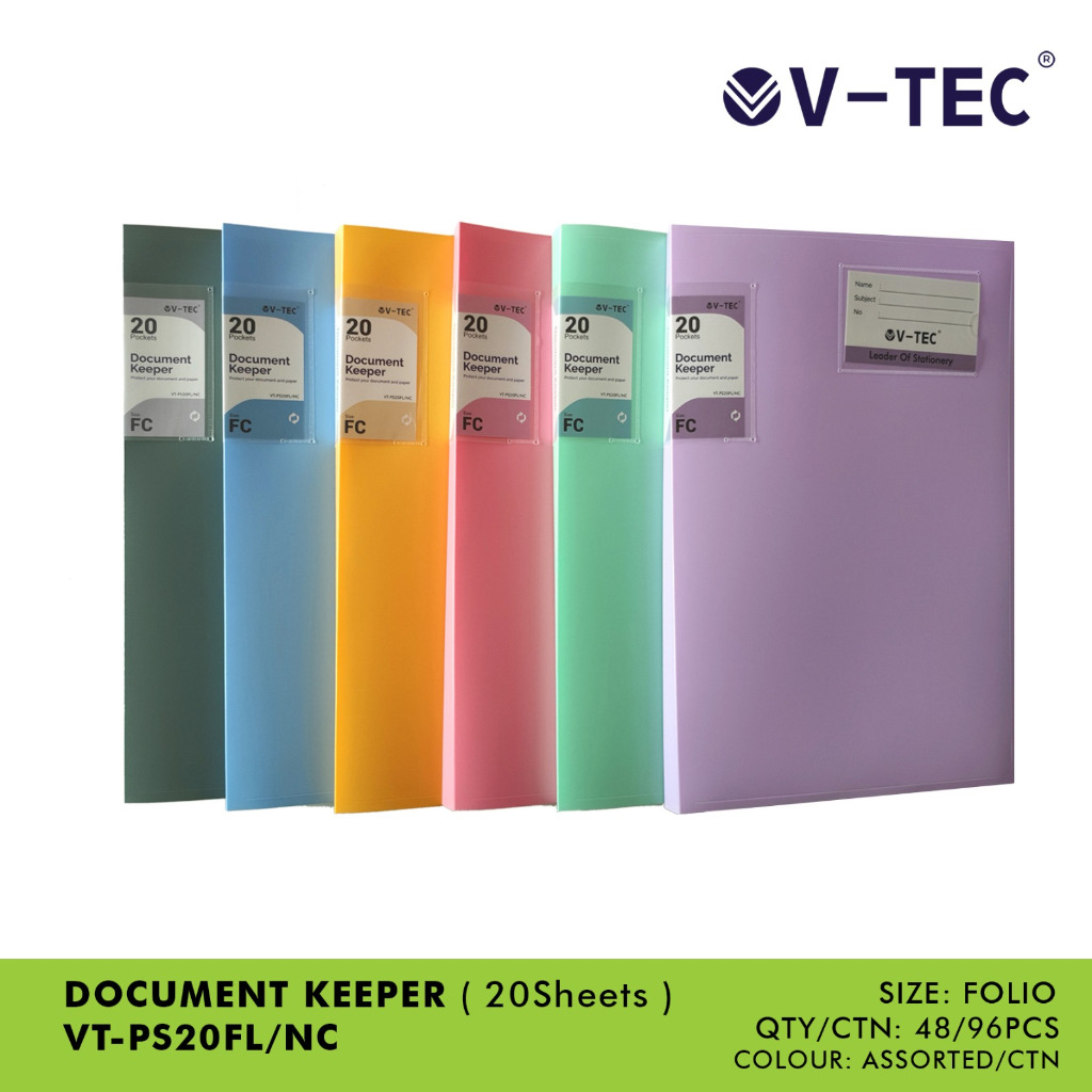 

DOCUMENT KEEPER FOLIO V-TEC / 20, 40, 60 LEMBAR SLOT VT-PS20FL/NC VT-PS40FL/NC VT-PS60FL/NC FOLDER ORGANIZER SURAT DOKUMEN SERTIFIKAT MAP ATK ALAT TULIS KANTOR WARNA PASTEL LUCU MURAH / MITRA ABADI KATALOG JOGJA