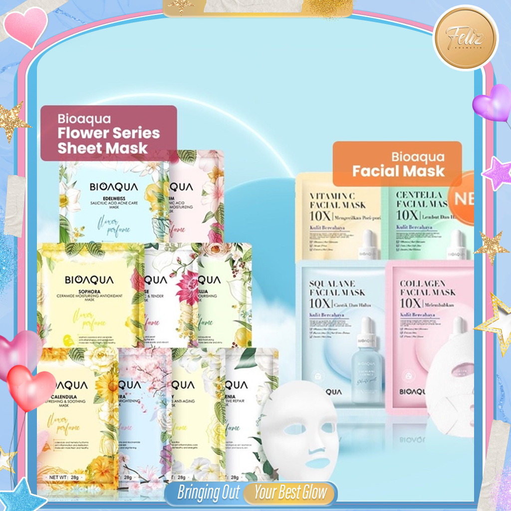 * FELIZ * BIOAQUA 10X Essence  Sheet Mask | BIOAQUA Flower Sheet Mask 28gr