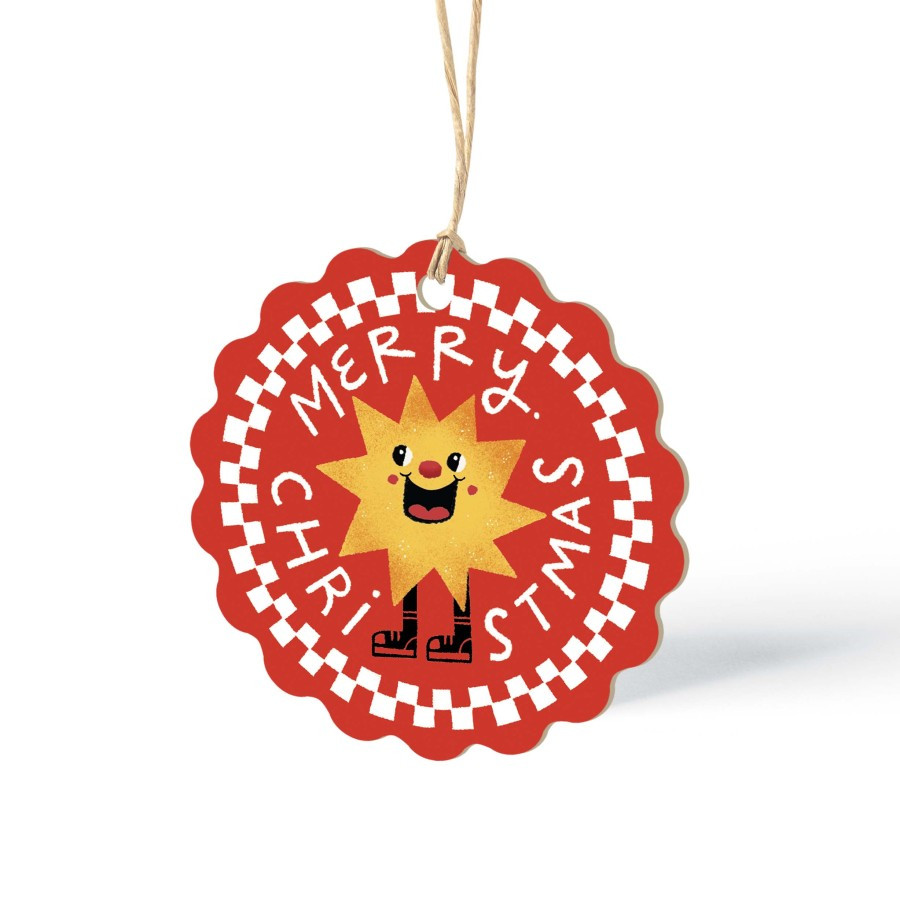 

20 Pcs Hang Tag Design Gift Tag Merry Christmas Bulat Merah Ukuran 6 x 10 cm