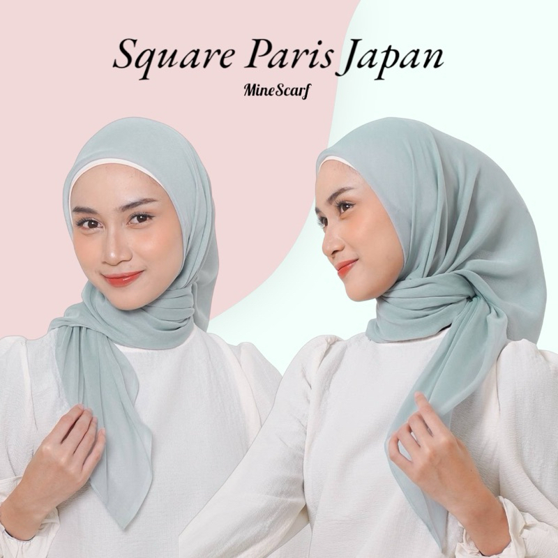 MINESCARF Square Paris Japan Ori Premium Promo Grosir Jilbab Segiempat Murah