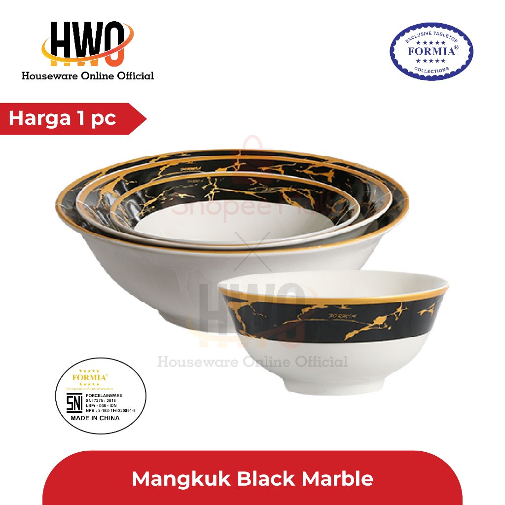 Formia Mangkuk Keramik Black Marble / pc