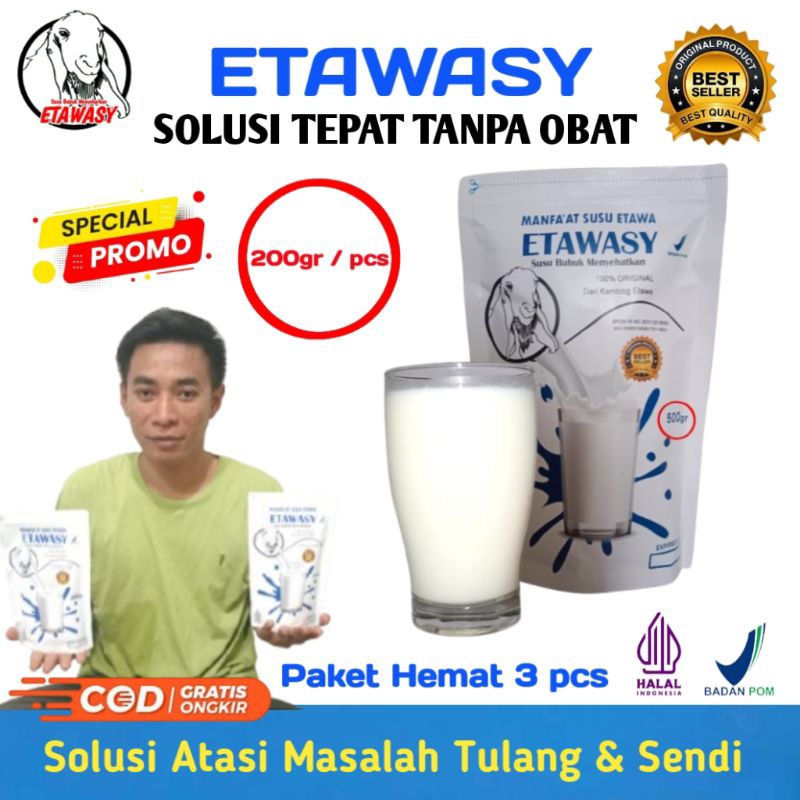 

Etawasy Susu Kambing Etawa 3 pcs | etawasy susu Bubuk Kambing Etawa Original 200gr/pcs Bpom