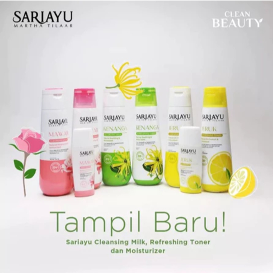 SARIAYU Cleansing Milk / Refreshing Toner / Moisturizer Kenanga - Mawar - Jeruk / Pembersih Makeup /