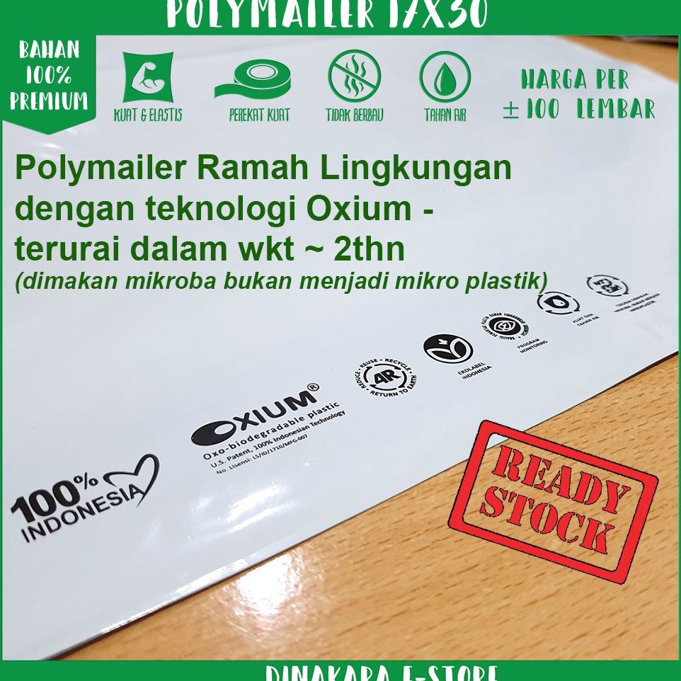 

dnReady Stock Polymailer ramah lingkungan 17x3 Putih premium isi 1 pcs F95