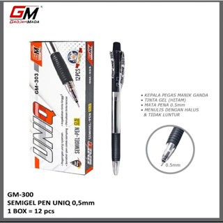 

Pulpen Gel Besar GM-303 Semigel 0,5 MM Cetek Klik Gel pen 12 pcs tinta Hitam