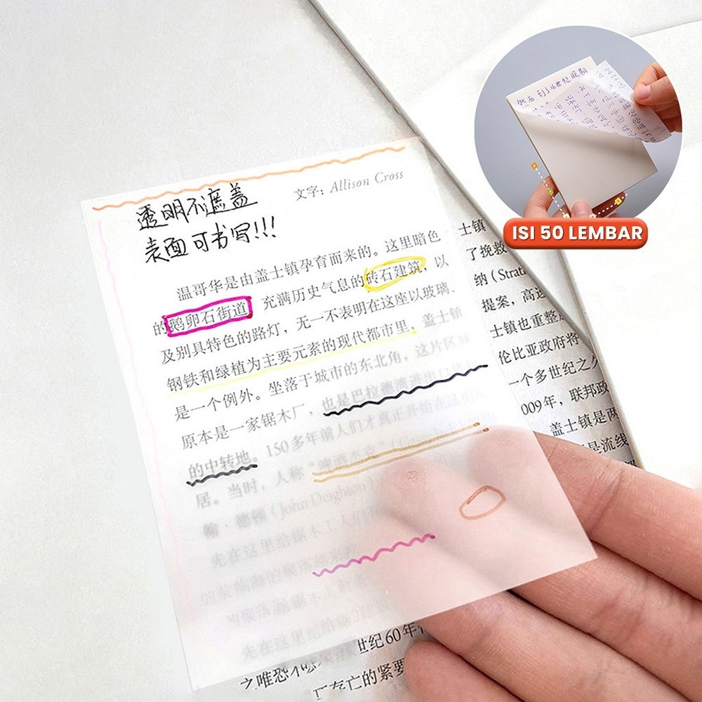 

Sticky Note Transparan Isi 50 Lembar Waterproof Serbaguna Untuk Kantor Sekolah / Kertas Memo Tahan Air