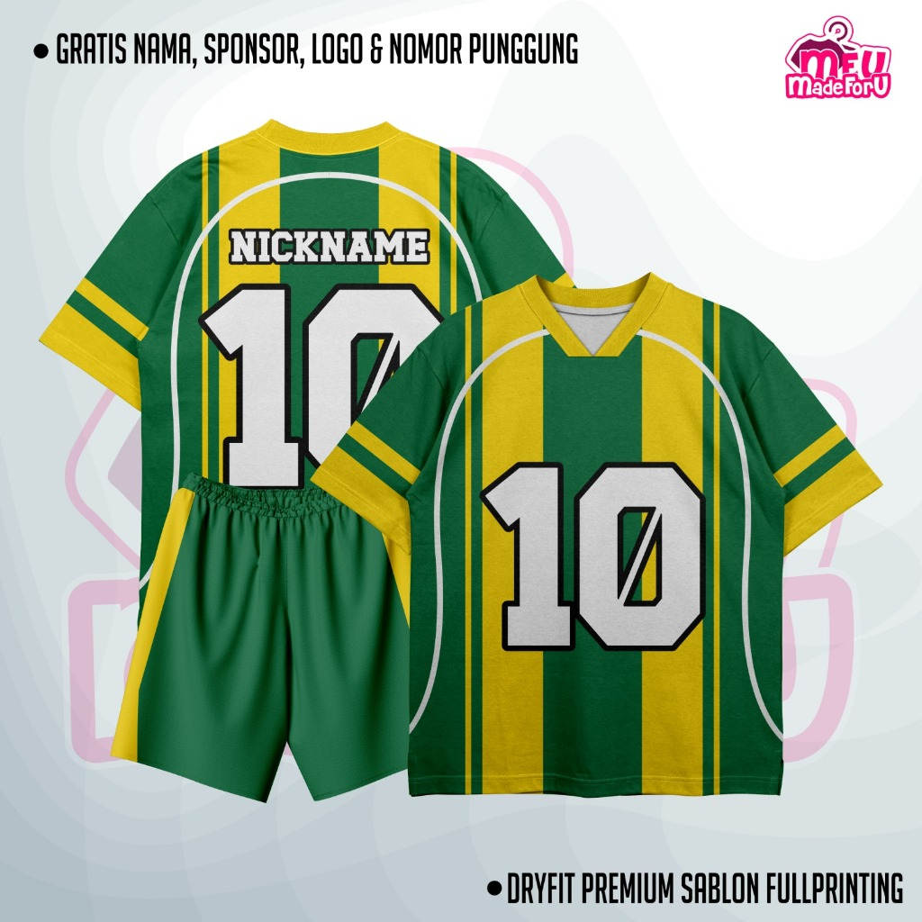 Jersey Baju Wanita/Pria Green Yellow Oversize Edition Hijau Kuning Custom Zumba, Badminton, Tennis, 