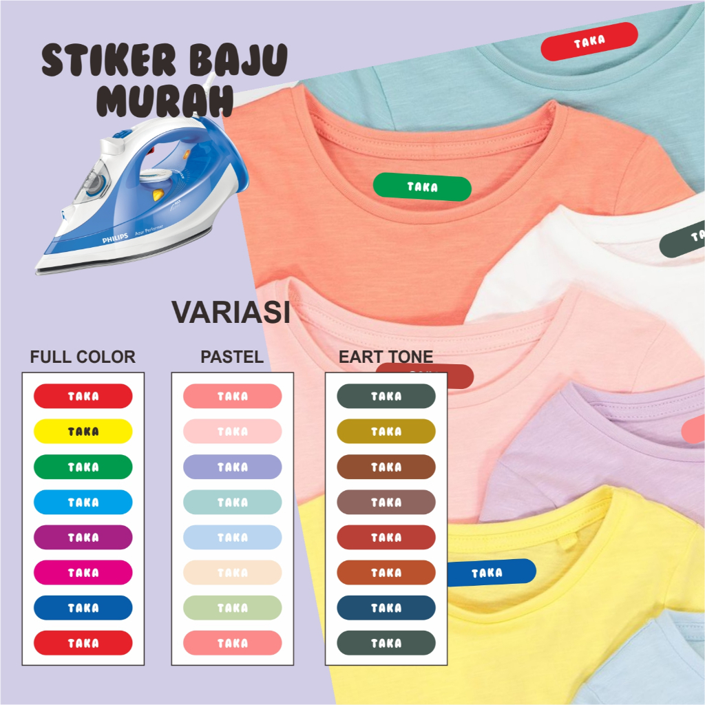 

STIKER BAJU MURAH / SABLON KAIN / LABEL SETRIKA / DTF / TOPI / HIJAB / SERAGAM / DASI