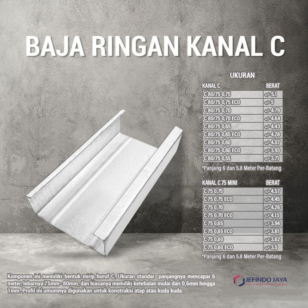 KANAL C J2TRUSS - RANGKA BAJA RINGAN 6 METER