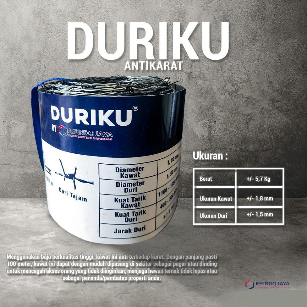 KAWAT DURI BAJA PREMIUM - DURIKU 100 Meter