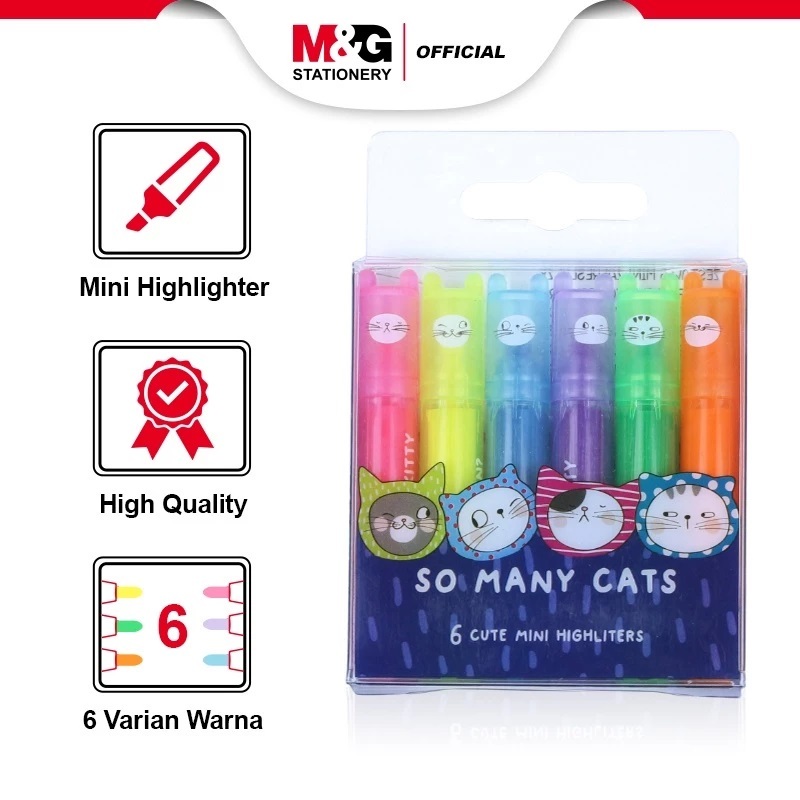 

M & G "So Many Cats" Mini Scented Highlighter Penanda Warna Spidol 6pc/AHM 22574