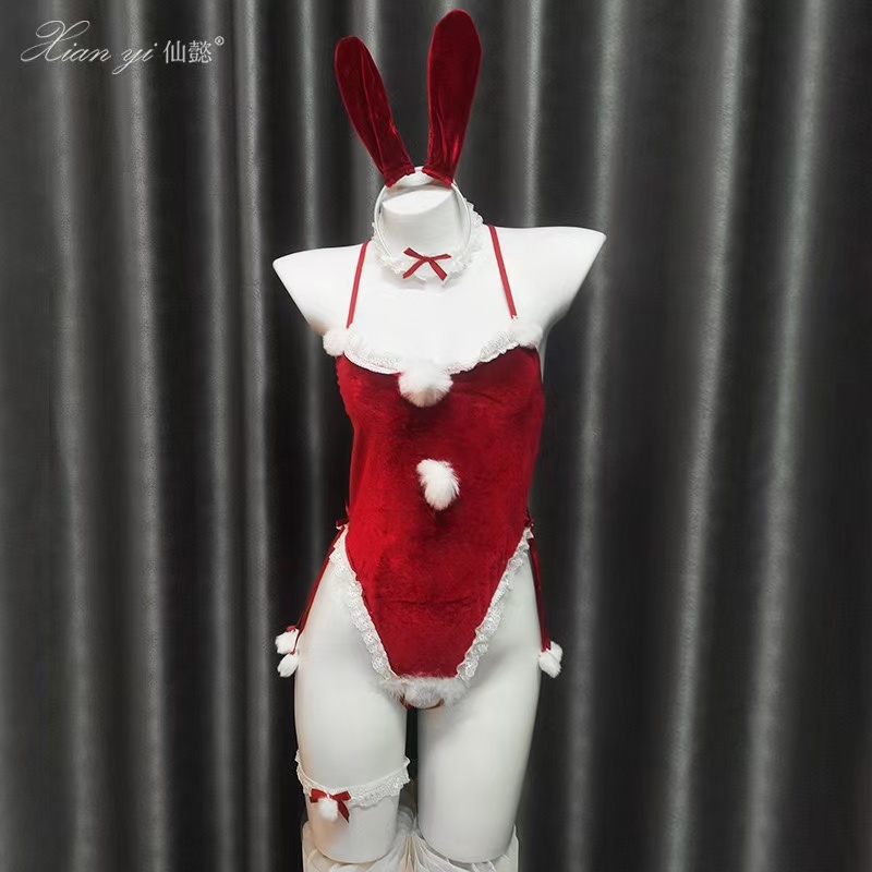 Sexy Lingerie Anime Bunny Girl Bodysuit Uniform Cosplay Christmas Costume Bunny Lingerie Open Crotch