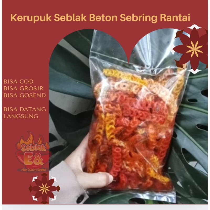 

Kerupuk rantai pedas daun jeruk seblak Sebring cabe asli pedas