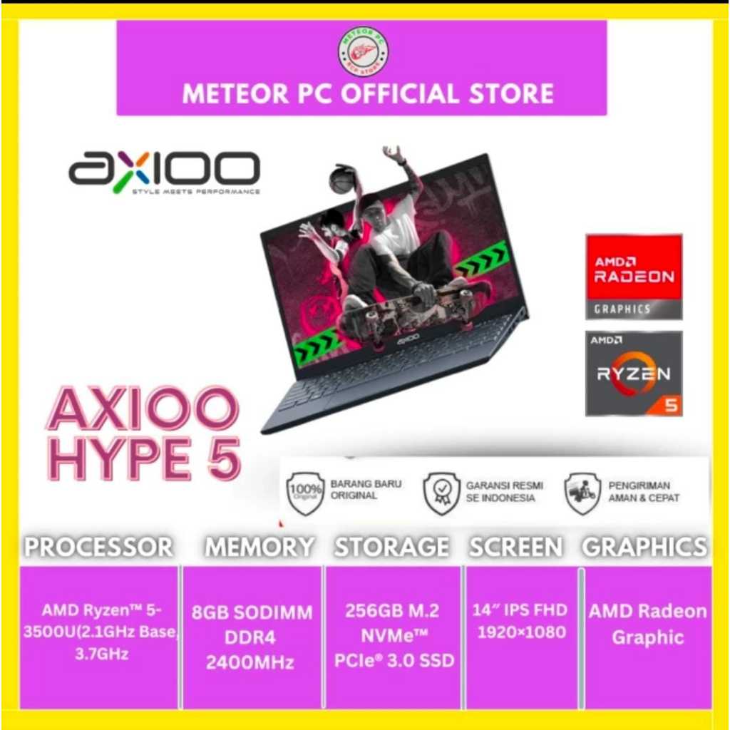 AXIOO HYPE5 RYZEN5-3500/8GB/256GB/DOS/GREY