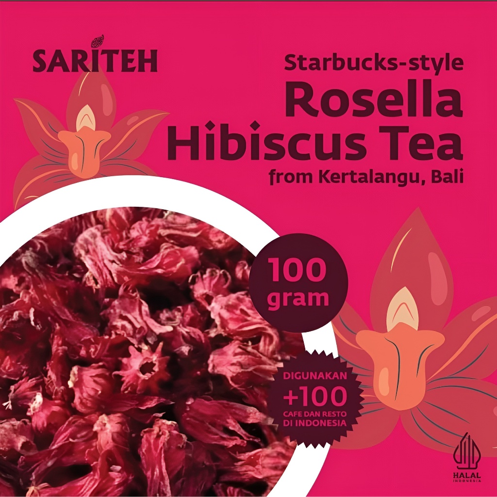 

Sariteh Indonesia Starbucks-style Rosella Hibiscus Tea - Teh Rosela Merah Premium - 100 gram