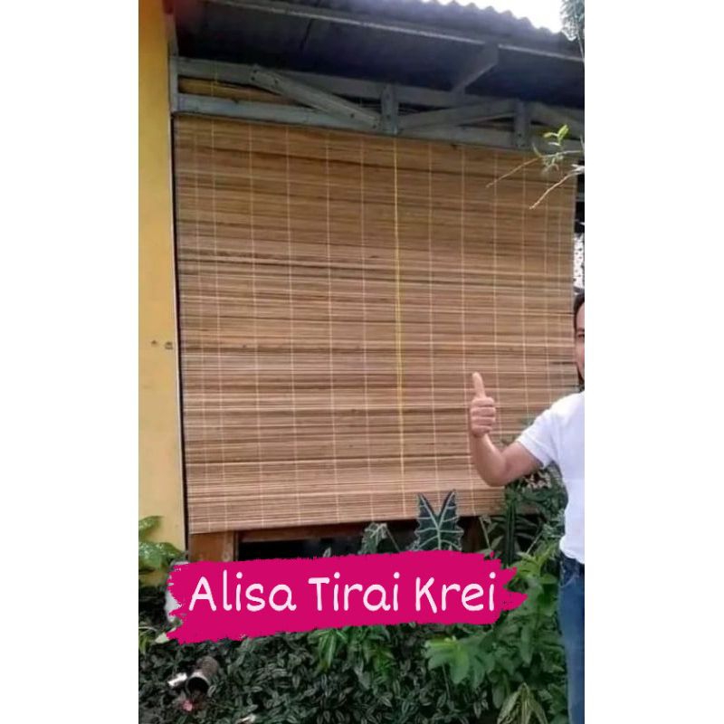 tirai Krei rotan gulung berkualitas free tali+ring bisa tarik gulung
