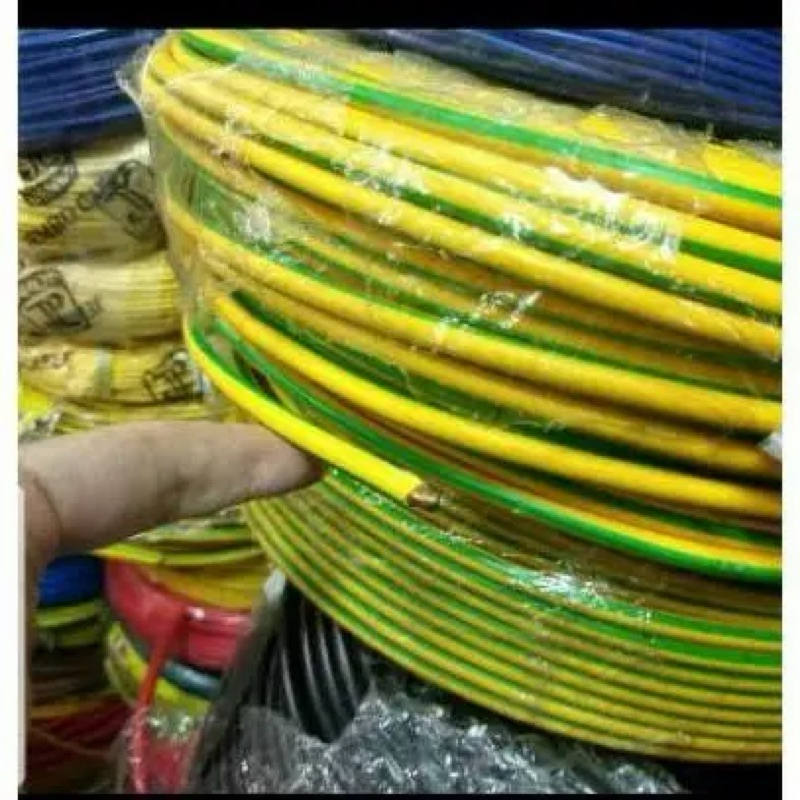 Kabel Grounding Tunggal NYA 4 mm Kuning Hijau meteran