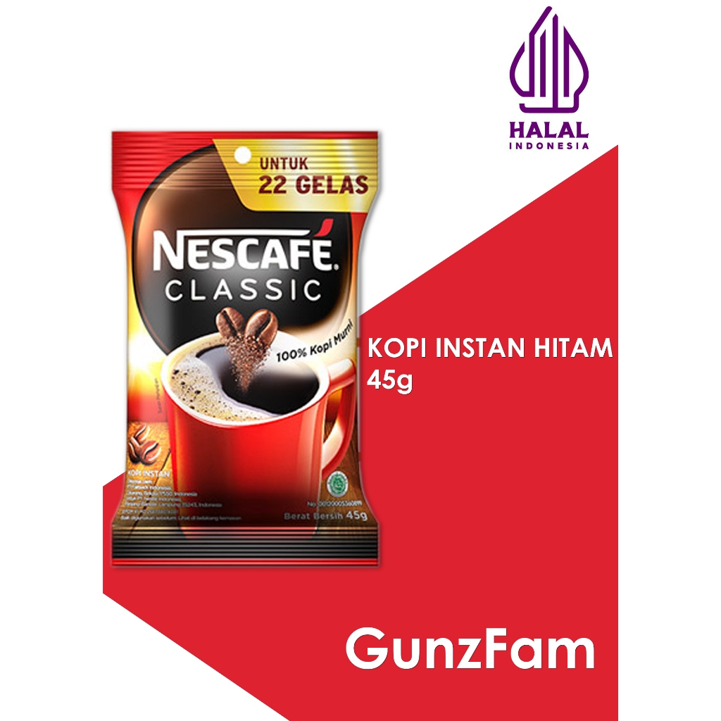 

Nescafe Classic 45gr Kopi Bubuk Instan Kopi Hitam Sachet