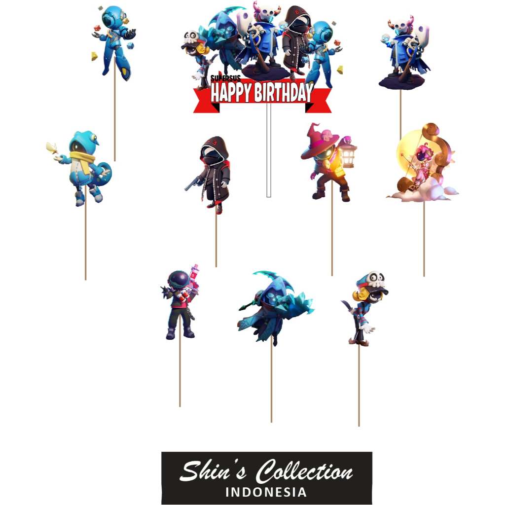 Cake topper Super Sus Game isi 10 pcs