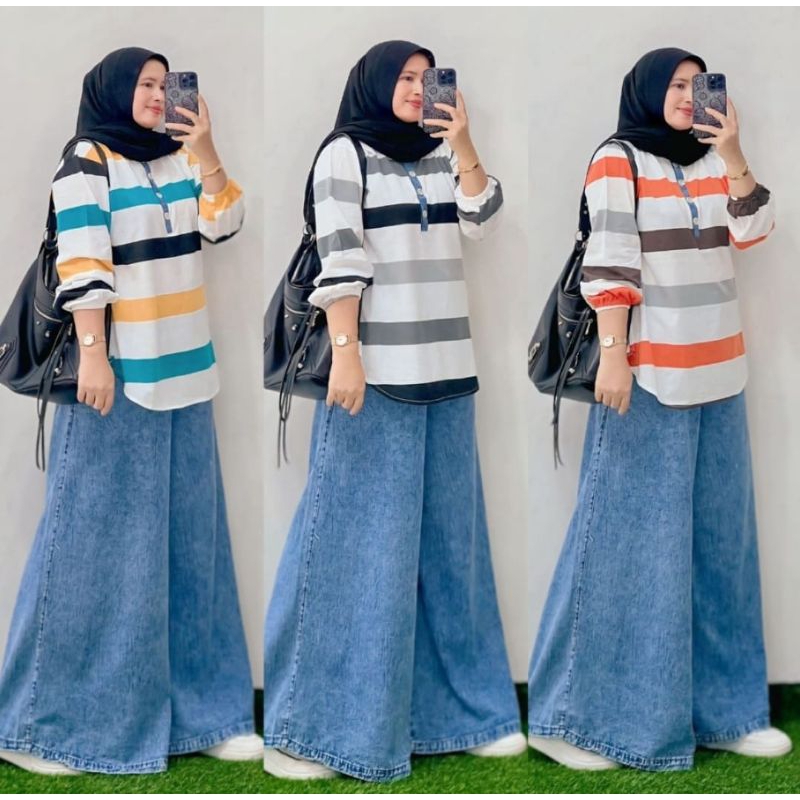 ONE SET KULOT COMBED MIX JEANS