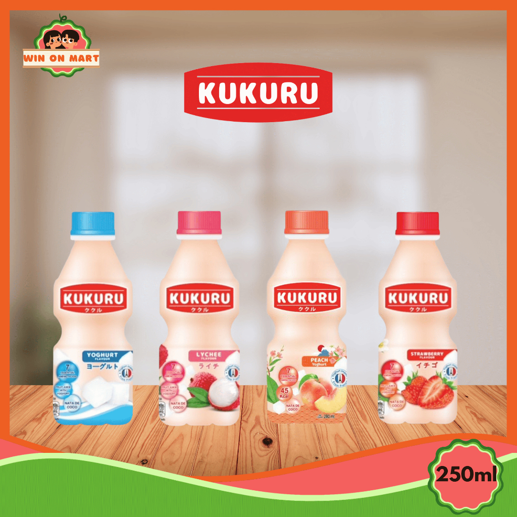 

Minuman Botol | Kukuru Yoghurt Drink 250ml | Peach | Yoghurt | Stroberi | Lychee | Minuman Yoghurt