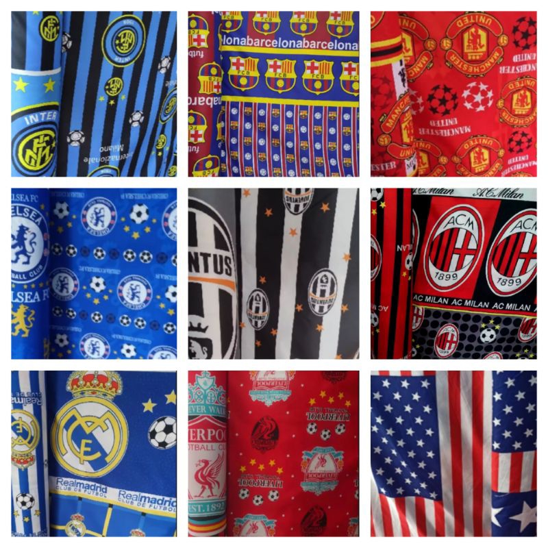 kain Seprei bahan polymicro motif bola harga per 50cm lebar 240cm
