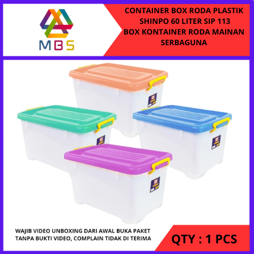 BOX CONTAINER RODA PLASTIK SHINPO 60 LITER SIP 113 BOX KONTAINER RODA MAINAN SERBAGUNA