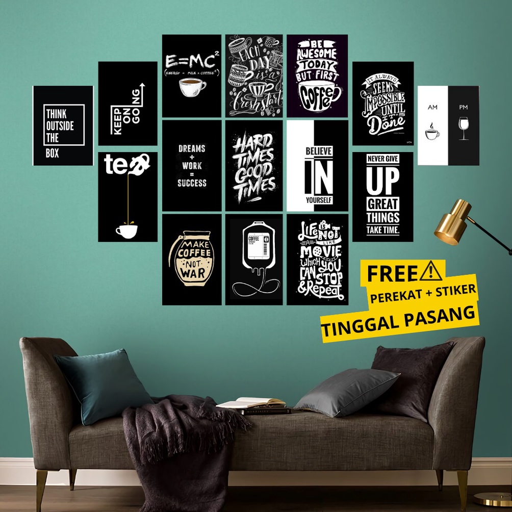 Grosiran 16PCS Poster Dinding Aesthetic Ukuran A6A5  Free Perekat 1pcs