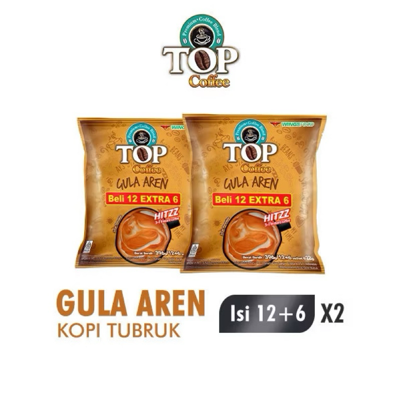 

Top Coffee Kopi Instan Gula Aren Bag 22 gr isi 12 + 6 pcs x2