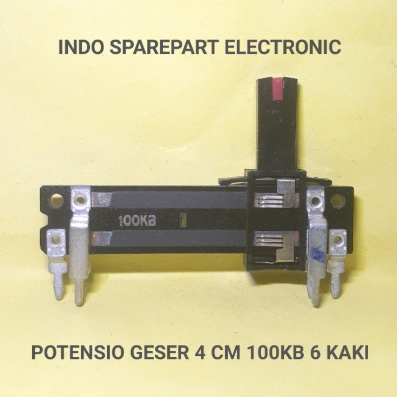 potensio geser 4 cm 6 pin 100KB kaki 3-3 tanpa lampu