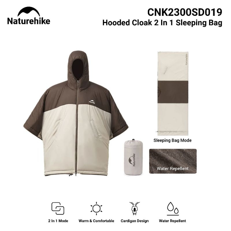 SLEEPING BAG MULTIFUNGSI 2 IN 1 NATUREHIKE CNK2300SD019 CP180 CLOAK BLANKET SELIMUT 20D NYLON SB KAN