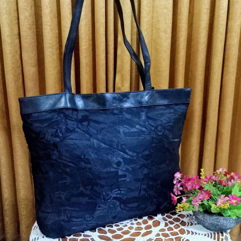 Tote Bag Nylon mix Kulit Asli ala*Salvator Ferragamo*