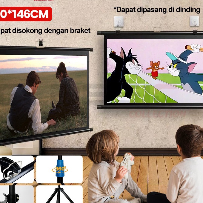 berkualitas Layar Proyektor Manual Gantung Layar Proyektor 72 Layar Proyektor 43 72 inci Layar proye