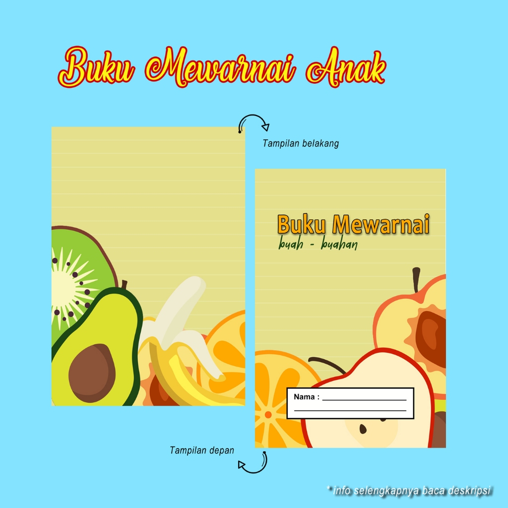 

Buku Gambar Mewarnai anak Gambar Buah Ready stok b3