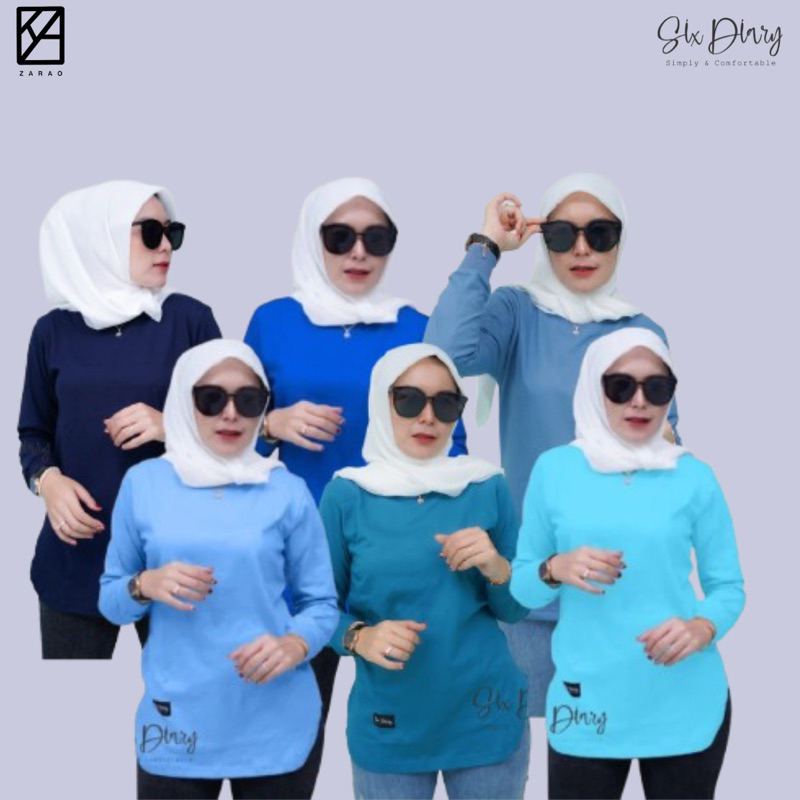 Six Diary Kaos oval lengan panjang six diary terbaru polos Wanita Bawahan Oval Viral Six Diary
