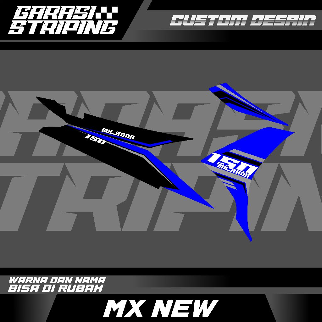 STRIPING CUSTOM VARIASI TRANSPARAN MX NEW STICKER VARIASI MOTIF TERBARU KEREN VIRAL WARNA BIRU PUTIH