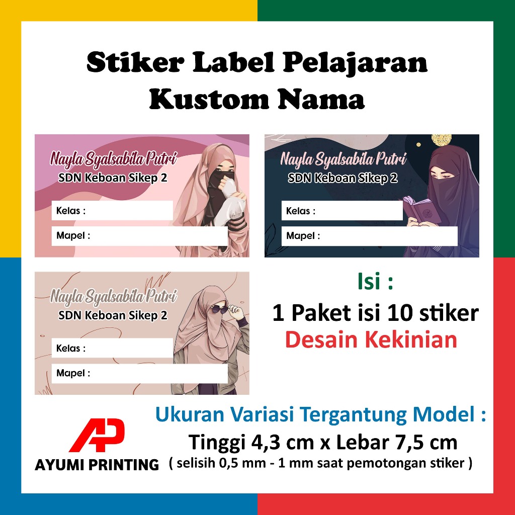 

Stiker Mata Pelajaran Murah isi dapat 10 pcs islamic